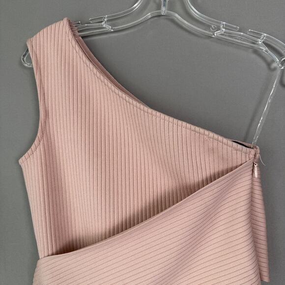 Bella Barnett sz S pink asymmetrical shoulder strap fitted‎ knit mini dress NWOT - Picture 10 of 10